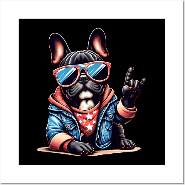 Funny French Bulldog with Sunglasses Wall Art by CreativeSparkzz